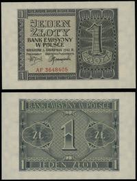 1 złoty 1.08.1941, seria AF 3648405, wyśmienite,