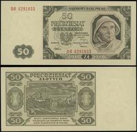 50 złotych 1.07.1948, seria DB 6291853, złamane 