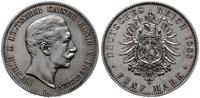 5 marek 1888 A, Berlin, srebro 27.71 g, rzadki r