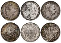 Austria, zestaw 3 x 1 floren, 1858 A, 1860 A, 1878