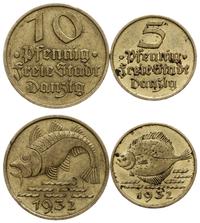 zestaw: 5 i 10 fenigów 1932, Berlin, Dorsz i Flą