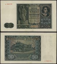 50 złotych 1.08.1941, seria A 3855700, złamane w