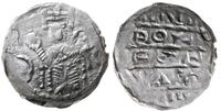 denar 1157-1166, Aw: Cesarz siedzący na tronie n