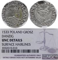 grosz 1533, Gdańsk, bardzo ładny, patyna, moneta