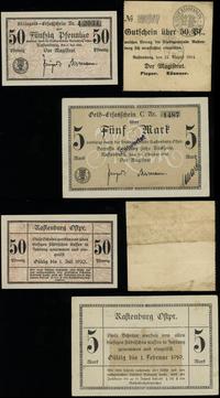 zestaw 3 bonów, 50 fenigów 24.08.1914; 5 marek 2