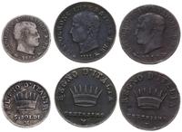zestaw 3 monet, 5 soldi  1811 (Mediolan), 1 cent
