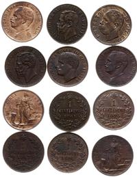 Włochy, 6 x 1 centym: 1861 M, 1867 M (Mediolan) Wiktor Emanuel II, 1895 R (Rzym) U..