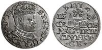 trojak 1586, Ryga, mała głowa króla, moneta z ła