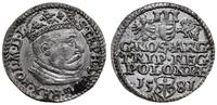 trojak 1581, Olkusz, odmiana z dużą głową króla,