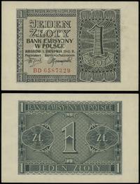 1 złoty 1.08.1941, seria BD 6587329, przegięte, 