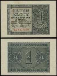 1 złoty 1.08.1941, seria BD 6473258, złamany róg