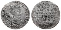 trojak 1593, Olkusz, popiersie króla w ozdobnej 