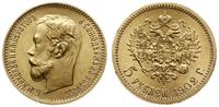 5 rubli 1902 АР, Petersburg, złoto 4.31 g, minim