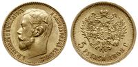 5 rubli  1898 АГ, Petersburg, złoto 4.30 g, pięk