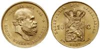 10 guldenów  1877, Utrecht, złoto 6.71 g, piękni