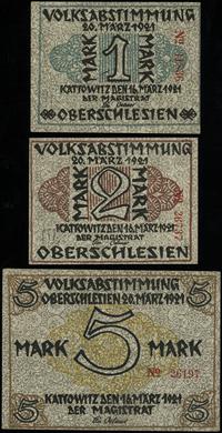 1, 2 i 5 marek plebiscytowe 16.03.1921, razem 3 