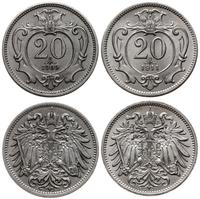 zestaw: 2 x 20 heller 1909, 1911, Wiedeń, miedzi