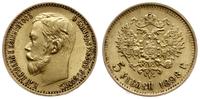 5 rubli 1898 АГ, Petersburg, złoto 4.30 g, bardz