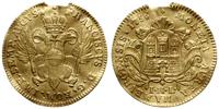 dukat 1756, Hamburg, złoto 3.43 g, fragment kraw