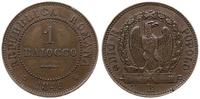1 baiocco 1849, Rzym, brąz, patyna, ładny i ciek