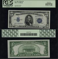 5 dolarów 1934 A, seria G 65755244 A, niebieska 