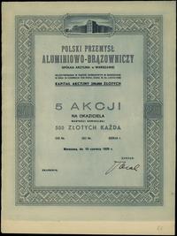 5 akcji po 500 złotych 15.06.1939, seria I, rzad