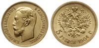 5 rubli 1904 AP, Petersburg, złoto 4.30 g, w bar
