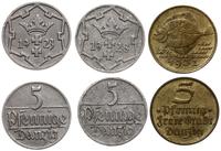 3 x 5 fenigów 1923,1928 i 1932, Gdańsk, razem 3 