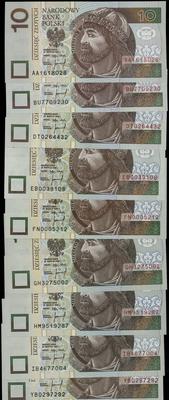 9 x 10 złotych 25.03.1994, serie AA, BU, DT, EB,