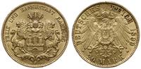 20 marek 1899 J, Hamburg, złoto 7.95 g, AKS 38, 