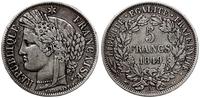 5 franków 1849 A, Paryż, typ Ceres, popiersie au