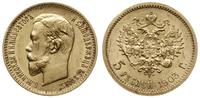 5 rubli 1903 AP, Petersburg, złoto 4.30 g, drobn