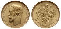 5 rubli 1901, Petersburg, złoto, pięknie zachowa