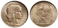 20 franków 1907, Paryż, złoto, piękna moneta w p