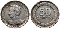 50 centavos 1947/6B, srebro próby '500', 12.46 g