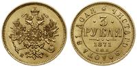 3 ruble 1871, Petersburg, złoto 3.91 g, pięknie 