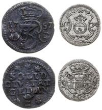 zestaw monet, szeląg 1757 Gdańsk i 1734 Drezno