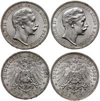 Niemcy, zestaw: 2 x 3 marki, 1908 A i 1909 A