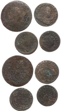 zestaw 4 monet, grosz 1755 3, szeląg 1752 A, sze