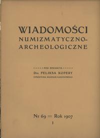 czasopisma, Wiadomości Numizmatyczno-Archeologiczne, zeszyt 1 (69), Kraków 1907