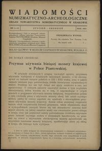 czasopisma, Wiadomości Numizmatyczno-Archeologiczne, Kraków 1923, zeszyt 1-12