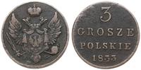 3 grosze  1833, Warszawa, ciemna patyna, Bitkin 