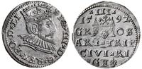 trojak 1592, Ryga, na awersie LI, moneta w bardz
