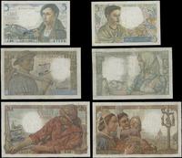 lot 3 banknotów 1942,1943, 5,10 i 20 franków, łą