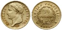 20 franków 1814 A, Paryż, złoto 6.43 g, bardzo ł