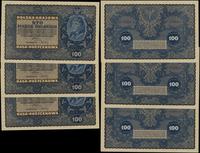 zestaw: 3 x 100 marek polskich 23.08.1919, seria