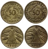 zestaw: 2 x 50 fenigów 1923 G, 1924 A, Karlsruhe