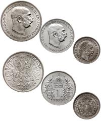 Austria, zestaw: 10 krajcarów 1872, 1 korona 1915, 2 korony 1912