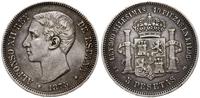 5 pesetas 1875, srebro próby '900', 25.00 g, pat