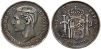 5 pesetas 1875, srebro próby '900', 25.00 g, pat